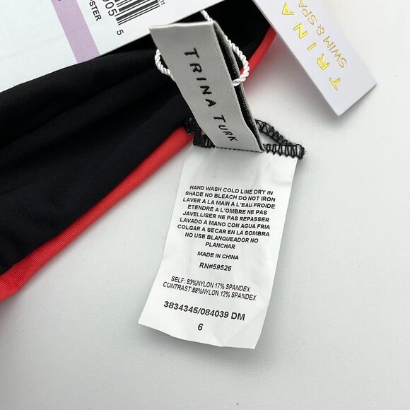 Trina Turk Tiki Off The Shoulder Ruffle Bandeau Shirred Ring Hipster Set 6 NWT - Picture 8 of 11